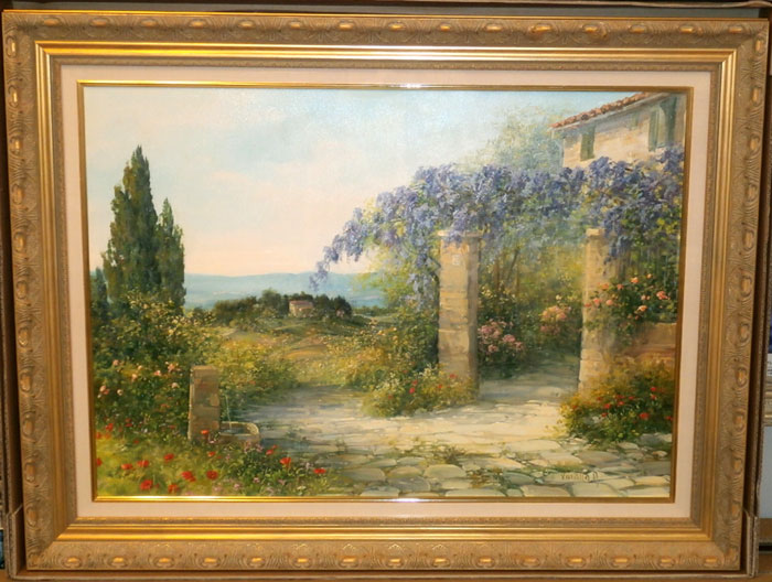 イタリア　Calere　トスカーナの風景　　　　　　　　　　　　　　　絵画　油絵